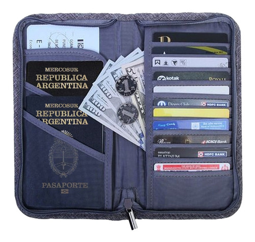 Imagen 2 de 9 de Organizador Viaje Tarjetero Porta Pasaportes Documentos N235