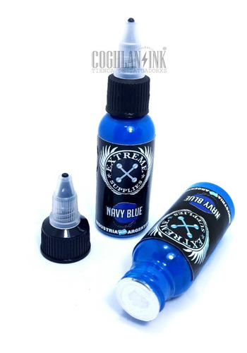 Imagen 2 de 3 de Tinta Tattoo Extreme Navy Blue X 1oz Tatuajes Tatuar