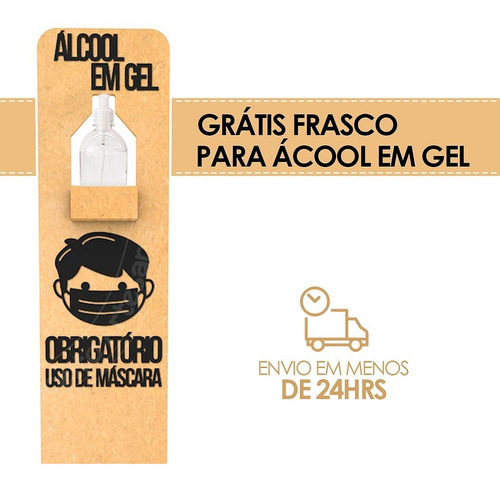 Dispenser Alcool Em Gel Para As Mãos Com Aviso Mascara Obri