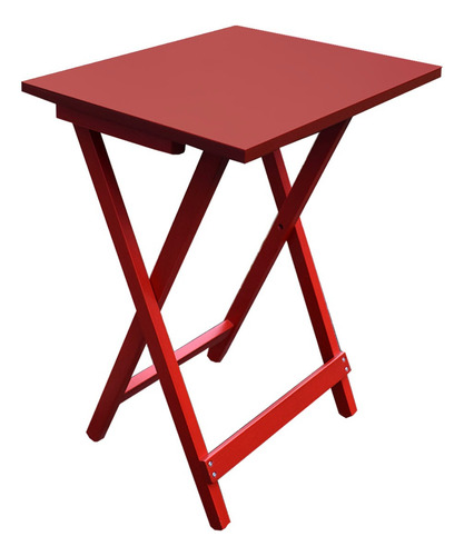 Mesa Plegable De Madera Portátil De Jardín Multiusos Color Rectangular Rojo