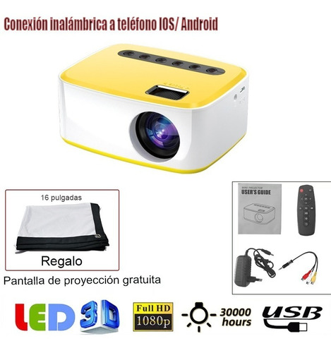 Mini Proyector Inalámbrico Portátil Micro Hd 1080p