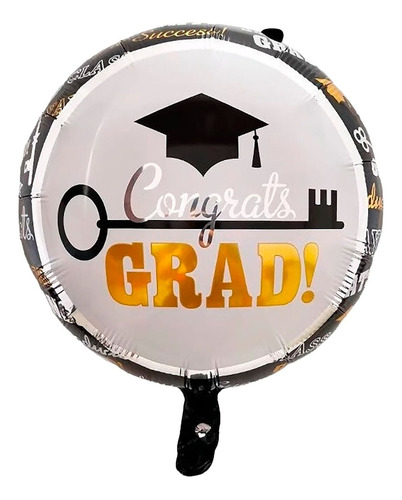 Globo Felicidades Graduado Grado Graduacion Negro 45x45cm