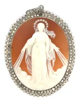 Comprar Antiguo Dije Camafeo Platino 950 Brillantes Perlas Alvear
