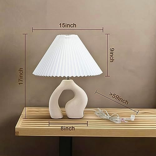 Lámpara De Mesa Plisada De Cerámica Para Dormitorio, Regulab