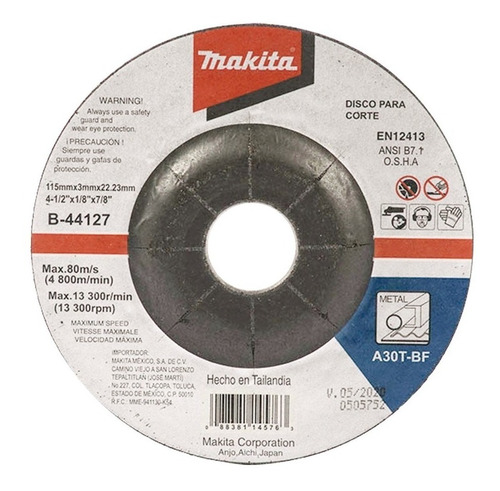 Disco De Corte Para Metal 4-1/2''x 1/8'' B-44127 Makita