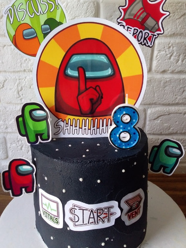 Imagen 1 de 9 de Caketopper Among Us Adorno Torta Personalizado+cupcake