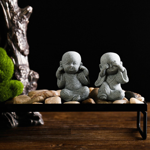 Estatuas De Monje De 3 Piezas Little Buddha Little Monk Car