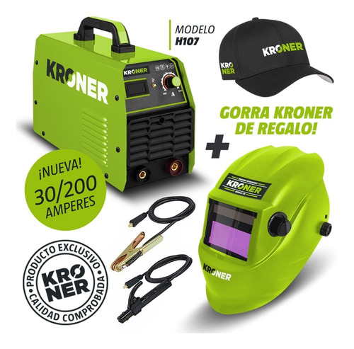 Soldadora Kroner 200 Amp Alta Gama + Mascara Fotosensensible