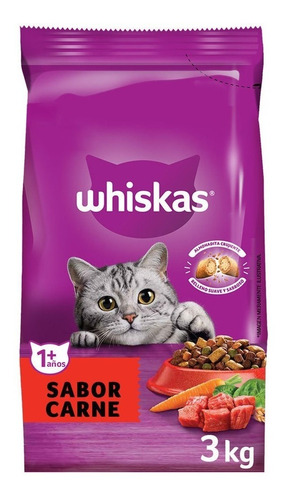 Alimento Whiskas 1+ Whiskas Gatos s para gato adulto sabor carne em sacola de 3kg