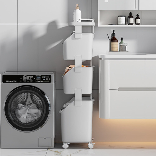 Canasta 3 Niveles Lavandería Organizador Ropa Sucia Cesta Color Blanco Cesto