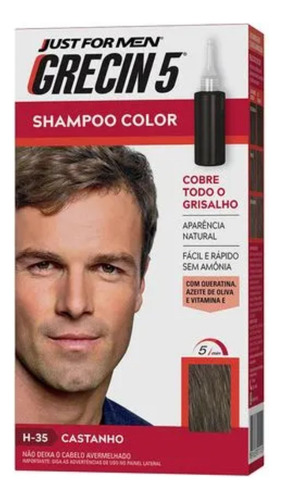 Tintura Shampoo Color Just For Man H-35 Castanho Grecin 5