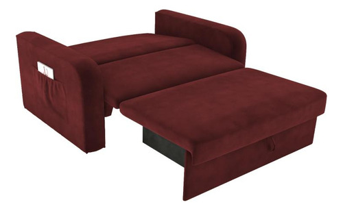 Sofá Cama Daiane 2 Lugares Com Baú Veludo Vinho Matrix