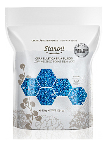 Starpil Cera De 500 G / 1.1 Lb De Perlas De Cera Dura Azul S