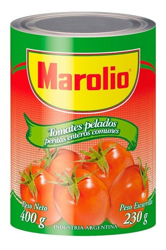 Tomate Marolio Perita Pelado Entero 400 Grs Pack  24 Unid