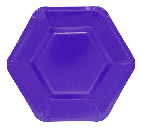 Plato Hexagonal Colores 17 Cm X6 Descartables - Cc Color Violeta