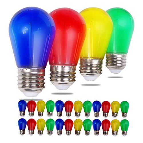 24pack S14 Colored Led String Light Bulbs  , E26 Base 1...