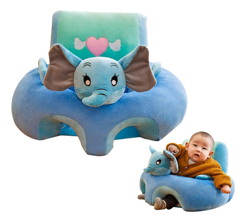Sofá Silla Para Bebé Asiento Soporte Peluche Con Relleno Azul Claro