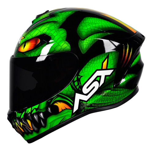 Capacete Para Moto Asx Draken Raptor Verde Brilhante Tamanho do capacete 58-M