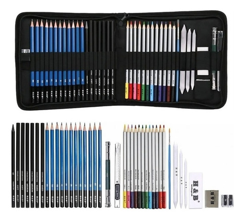 Gift Wooden H&b Professional Drawing Pencil Kit Case 2024