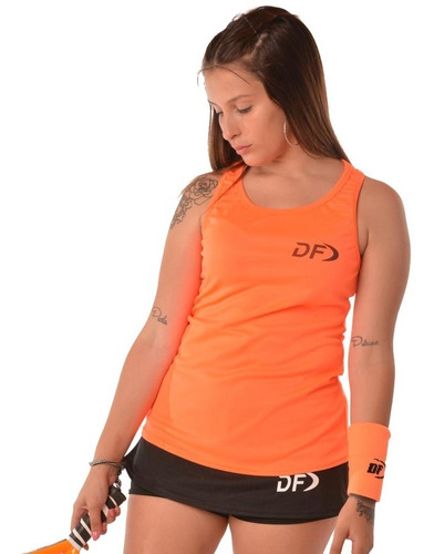 Remera  Mujer Deportiva Padel Tenis Naranja Deportes Full