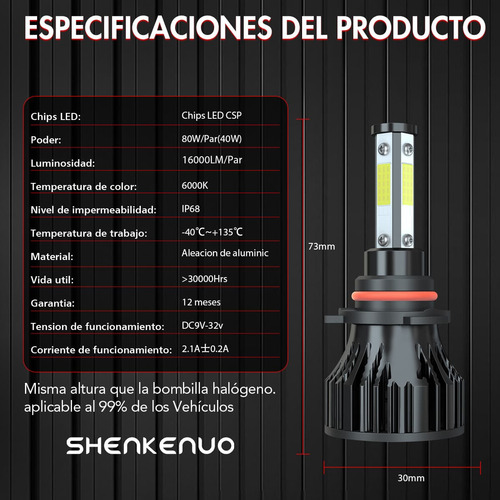 Kit De Focos Led Para Jeep Commander 9005 9006 9145 2006-10