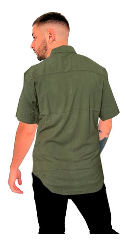 Imagen 3 de 8 de Camisa De Lino Verde