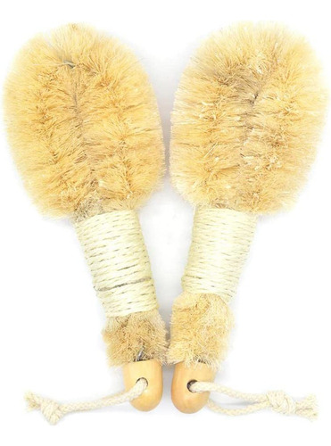 Paquete De 2 Cepillos De Sisal For El Cuidado Corporal Con C