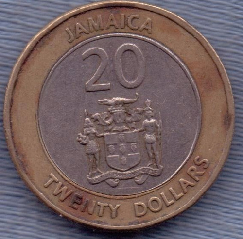 Jamaica 20 Dollars 2000 Bimetalica * Marcus Garvey *