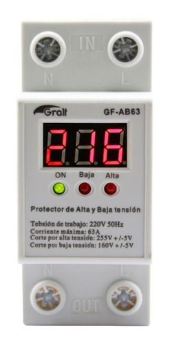 Imagen 2 de 6 de Protector Tensión Mono Autonomo 63a Voltimetro Alta Baja