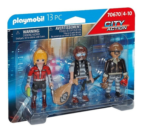 Figuras Para Armar Playmobil City Action Ladrones 13 Piezas