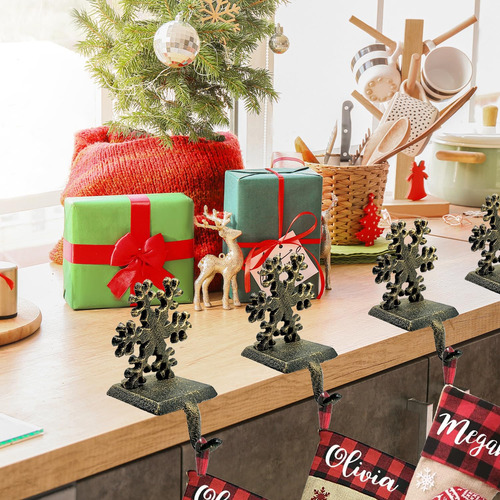 Soportes Para Calcetines De Navidad Con Copos De Nieve 4 Uni