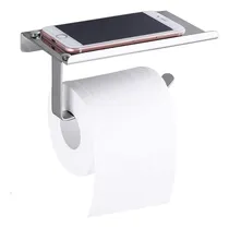 Comprar Portarrollos de Acero Inoxidable Cromado con Base para Celular – Porta Papel Higiénico para Baño Con Base para Celular