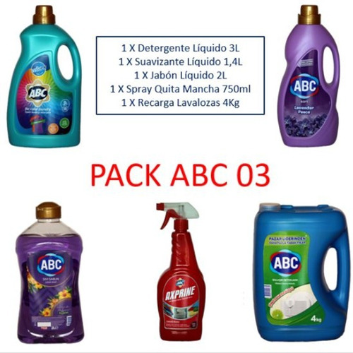 Pack Lavado Detergente Liquido Abc+ Suavizante + Jabón