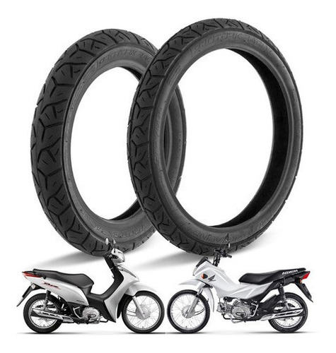 Par De Pneus Pro Tork Motos Biz 100/110/125 Pop 100/110 Modelo 80/100-14 e 2.50-17