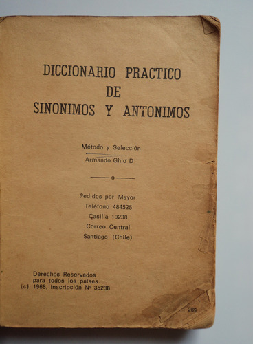 Dicc Práctico De Sinónimos Y Antónimos Armando Ghio D, 1980 (Usado)