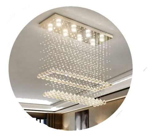 Lustre De Cristal Legítimo Retangular - Base 90x22 Cm Cor Prateado 127/220V