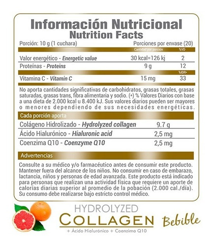 Imagen 2 de 4 de Colageno Hydrolizado Ac Hialuronico Q10 Vit C Age Biologique