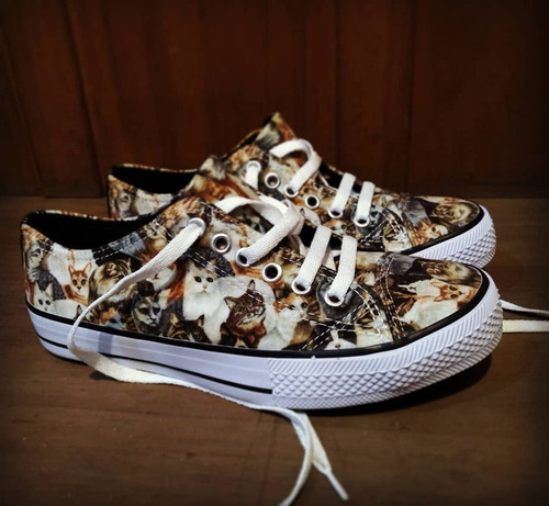 Zapatillas Urbanas Estampadas Gatitos Gato Unisex Mujer 