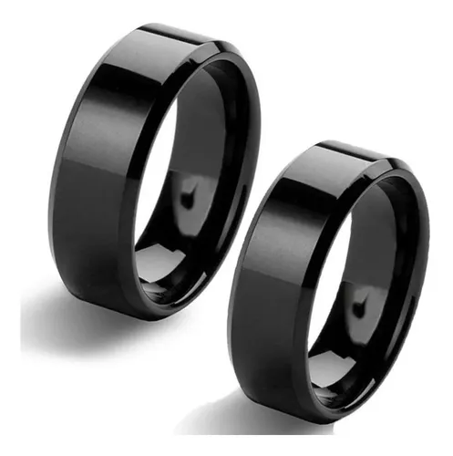 comprar Par  Alianças Preta Compromisso Tungstênio 6mm Chanfrada