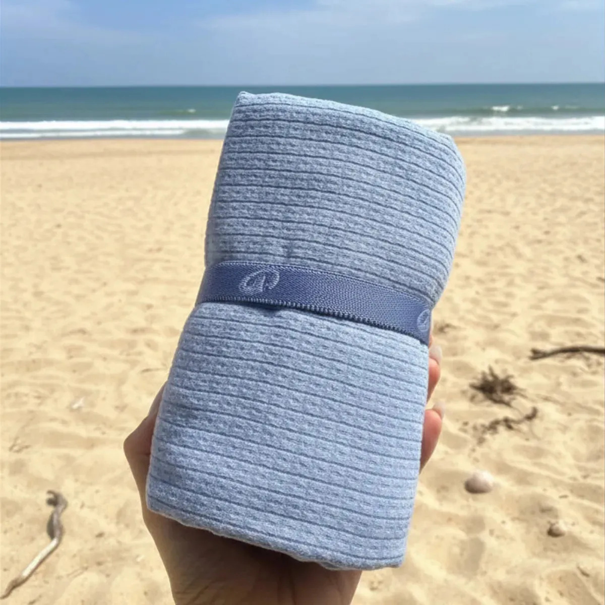 Toalha Secagem Rápida Microfibra Natação Piscina 80x130cm Cor Jeans Quadriculado