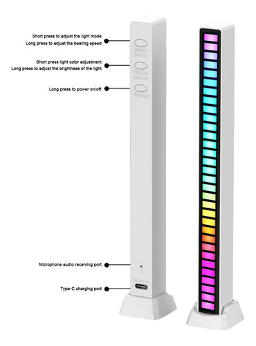 Barra De Luz De Reconocimiento De Ritmo Tiras De Luces Led C