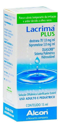 Lacrima Plus Solução Oftálmica Frasco Gotejador Com 15ml