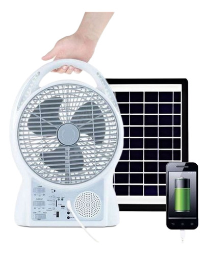 Ventilador Solar 6 En 1 Velocidades Carga Tu Celular + Panel