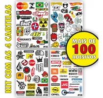 Comprar Kit 4 Cartelas De Adesivos Para Moto Bike + De 100 Adesivos