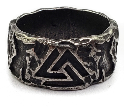 Anillo Amuleto Evolución Valknut Runas Acero Inoxidable C