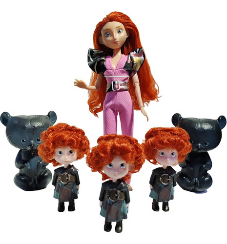 Muñeca Princesa Merida Disney Store + 3 Hermanos + 2 Osos