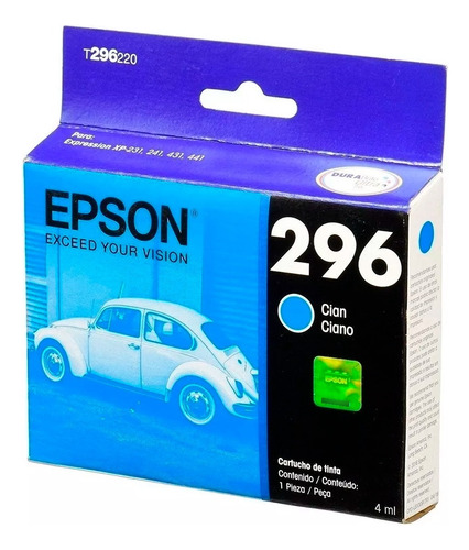 Cartucho De Tinta Epson T296220 (296) Cian 4ml.