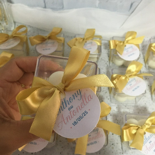 40 Lembrancinhas Personalizada Vela Mini Bubble C/ Caixinha