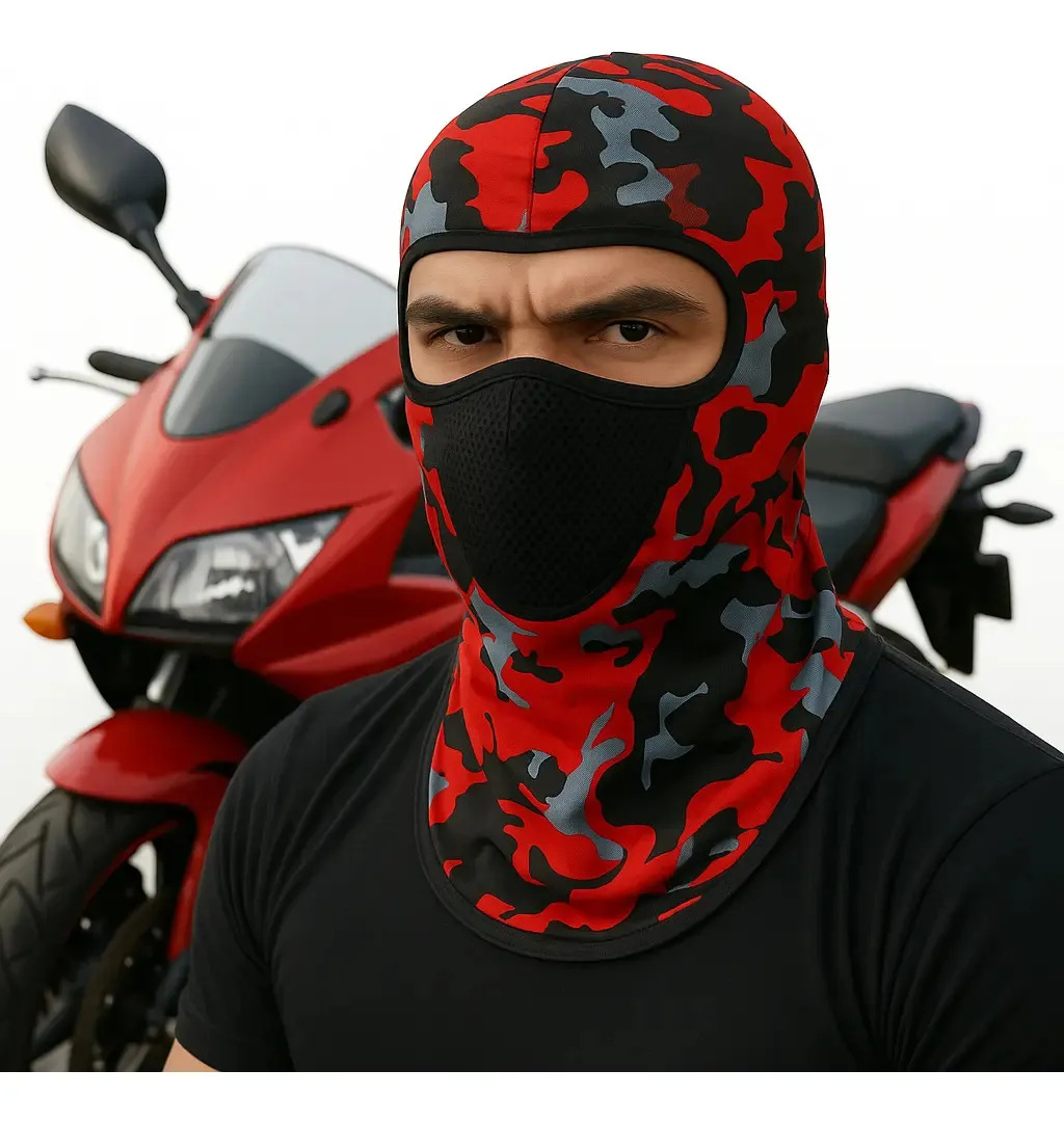 Kit 2 Balaclava Touca Ninja Motoqueiro Térmica Proteção Cor Vermelho Desenho Exército Tamanho Único