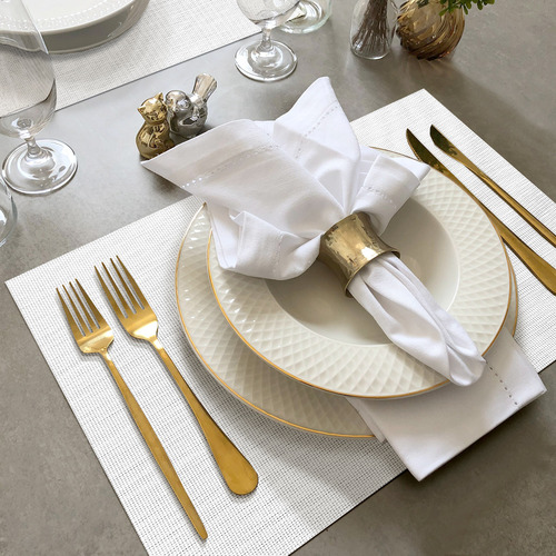 12 Jogo Americano Mesa Posta Luxo Impermeável Pvc Mz Liso Cor M7 BRANCO